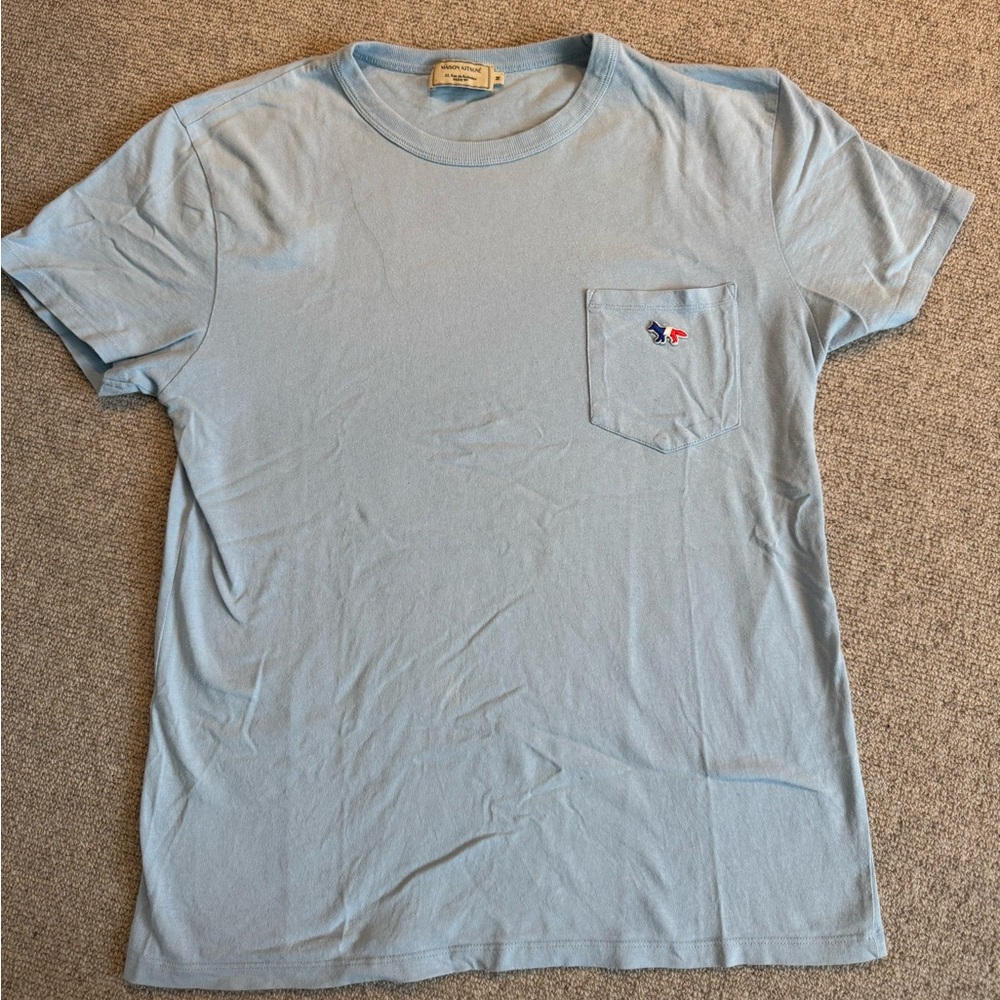 Maison kitsune Light blue tee French fox